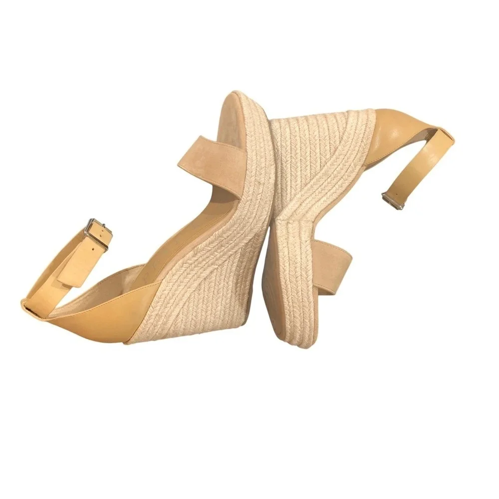 Copper Key Espadrille Wedge Sandals Women’s 10 Nude Leather Ankle Strap Platform